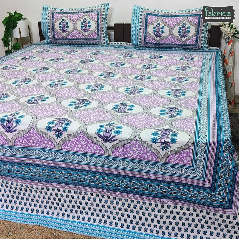 Gulmohar Printed Premium Pure Cotton King size Bed Sheets