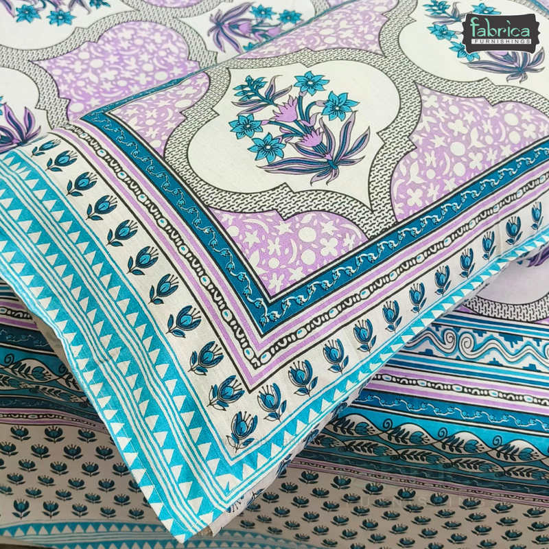 Gulmohar Printed Premium Pure Cotton King size Bed Sheets