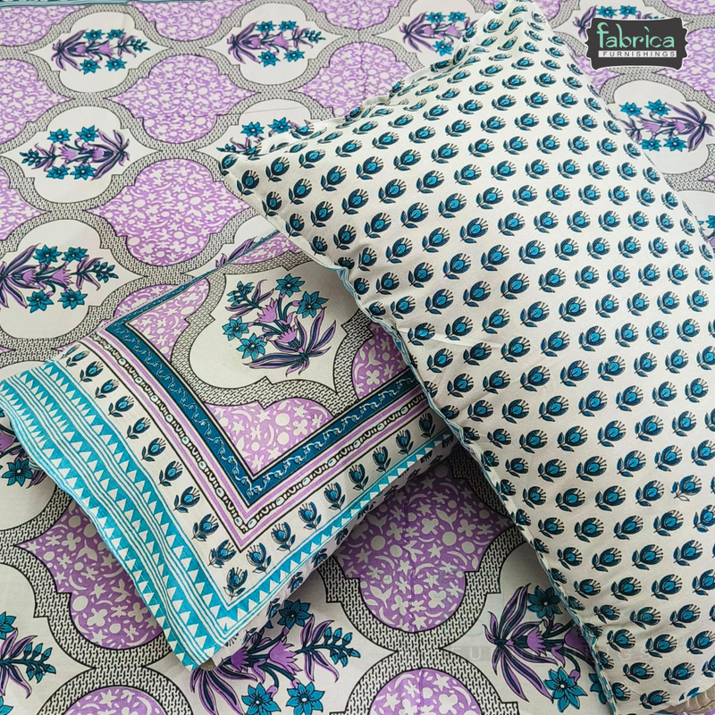 Gulmohar Printed Premium Pure Cotton King size Bed Sheets