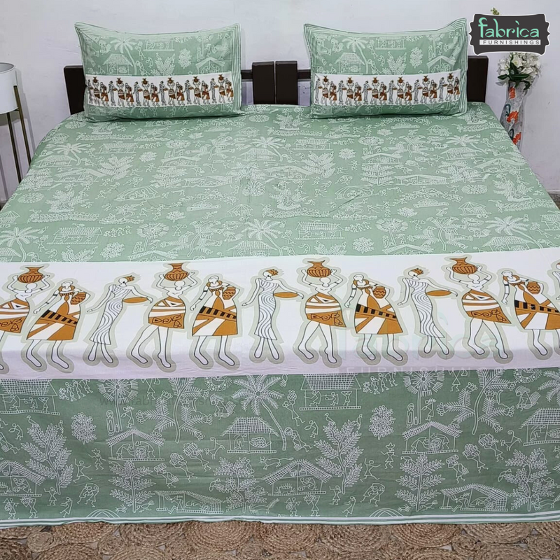 Gulmohar Printed Premium Pure Cotton King size Bed Sheets