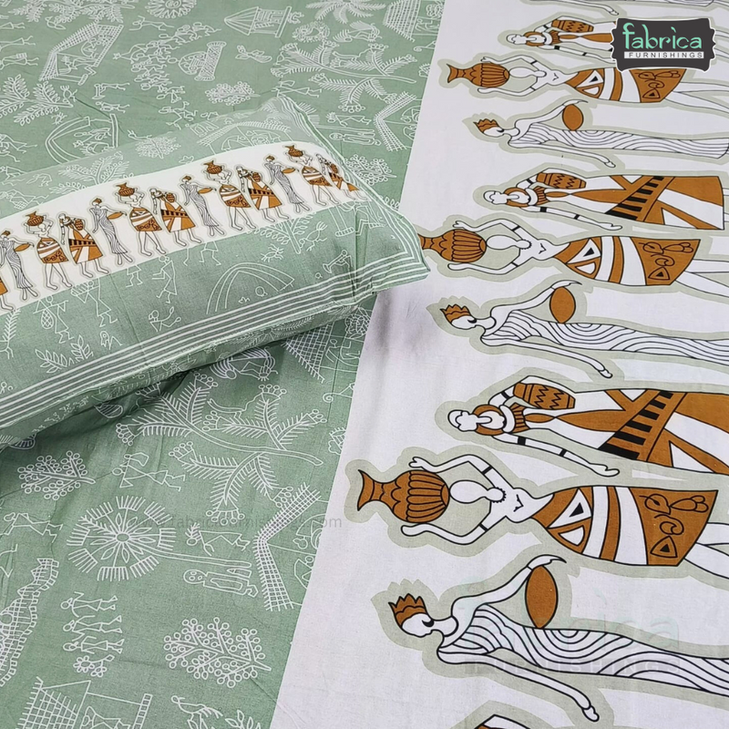 Gulmohar Printed Premium Pure Cotton King size Bed Sheets