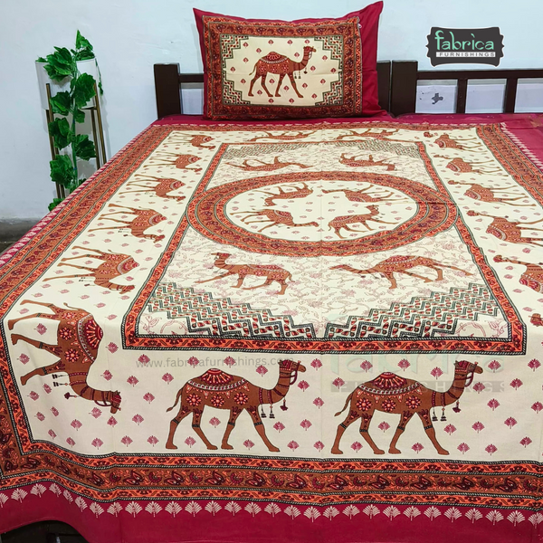 Rangbirangi Printed Single Bed Pure Cotton Bedsheet Set