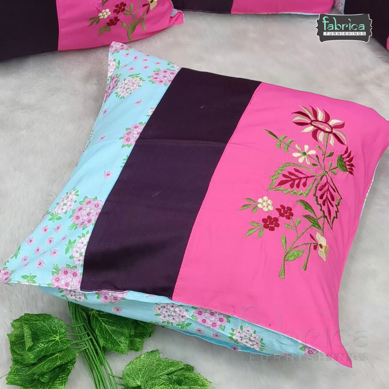 Mix & Match Pure Cotton  Embroidered Cushion Covers (Set of 5 Pcs )