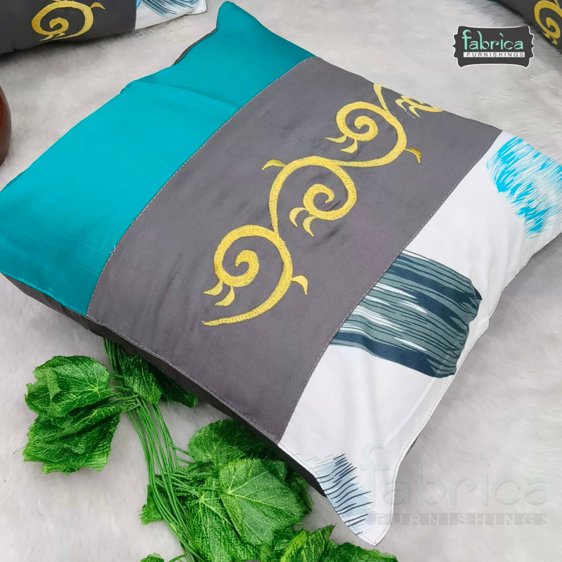 Mix & Match Pure Cotton  Embroidered Cushion Covers (Set of 5 Pcs )