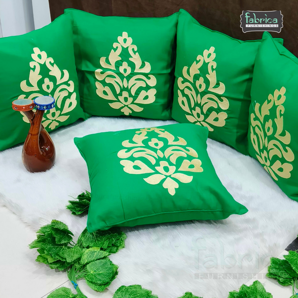 Solid Pure Cotton  Embroidered Cushion Covers (Set of 5 Pcs )