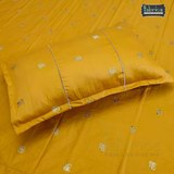 Elephant Motif Foil Work Embroidered King Size Bedsheet