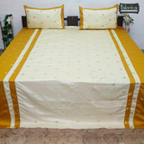 Elephant Motif Foil Work Mix & Match  Embroidered King Size Bedsheet