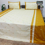 Elephant Motif Foil Work Mix & Match  Embroidered King Size Bedsheet