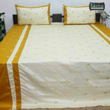 Elephant Motif Foil Work Mix & Match  Embroidered King Size Bedsheet
