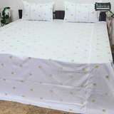 Elephant Motif Foil Work Embroidered King Size Bedsheet