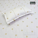 Elephant Motif Foil Work Embroidered King Size Bedsheet