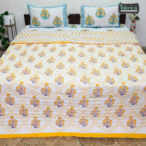 Rangoli Handblock Printed Pure Mul Cotton Quilts / Rajai