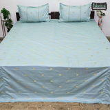 Elephant Motif Foil Work Embroidered King Size Bedsheet