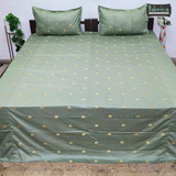 Elephant Motif Foil Work Embroidered King Size Bedsheet