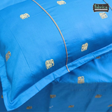 Elephant Motif Foil Work Embroidered King Size Bedsheet