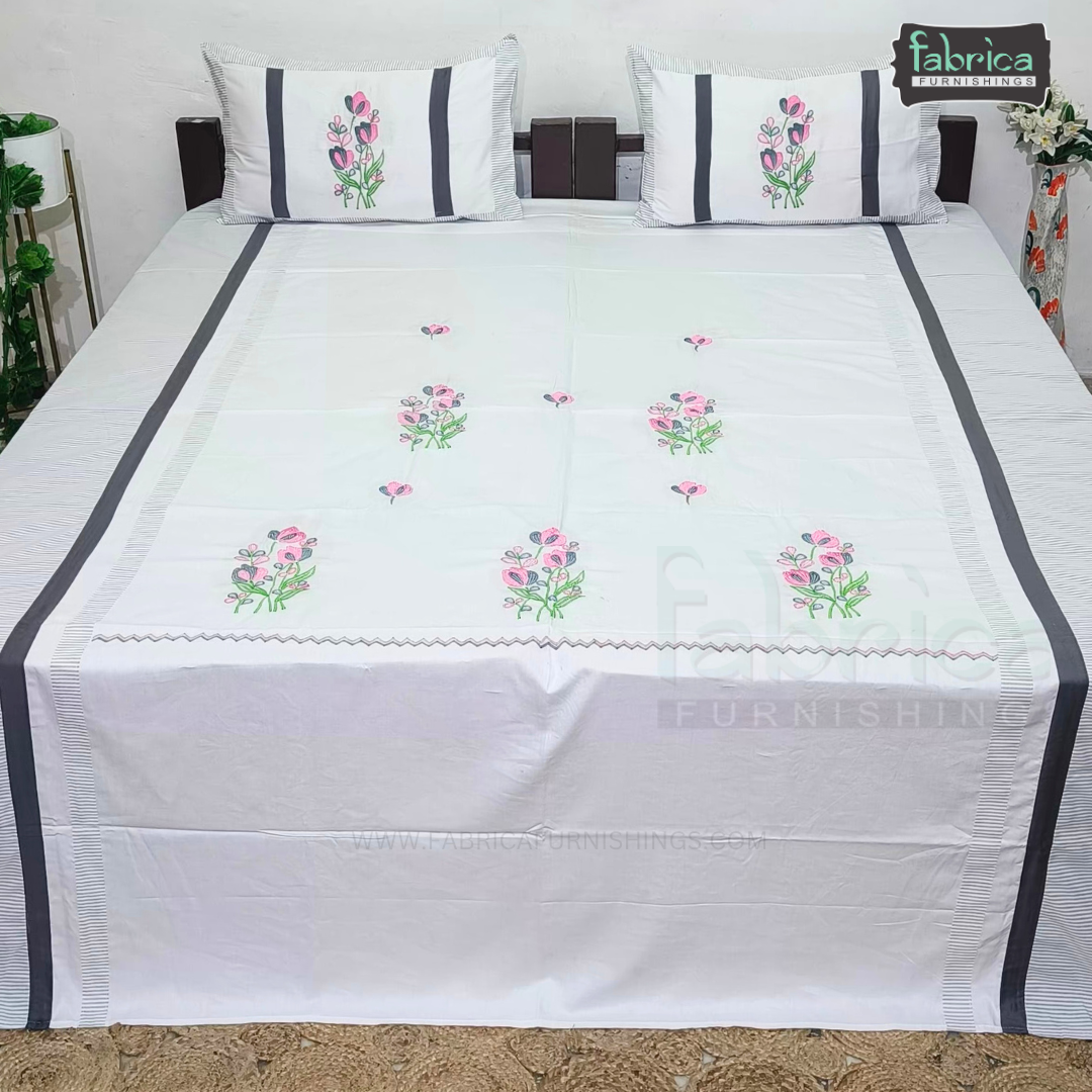 Fabby Decor Designer Mix & Match Embroidered king Size Bed Sheets