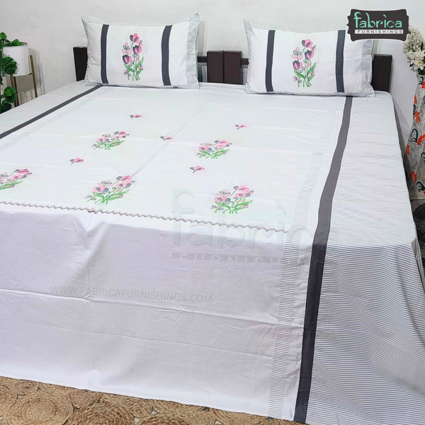 Fabby Decor Designer Mix & Match Embroidered king Size Bed Sheets