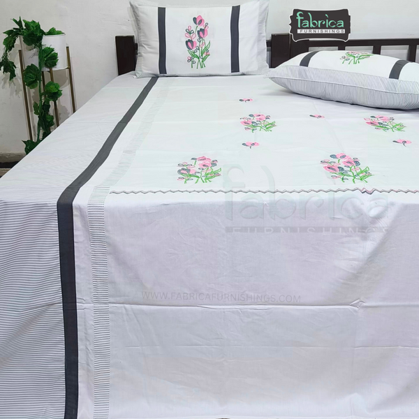 Fabby Decor Designer Mix & Match Embroidered king Size Bed Sheets