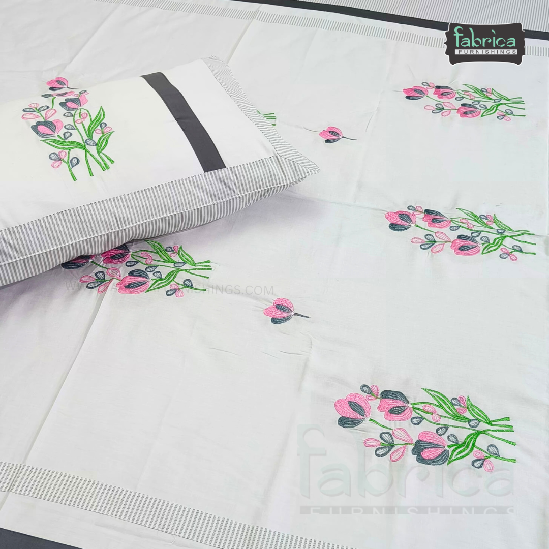Fabby Decor Designer Mix & Match Embroidered king Size Bed Sheets