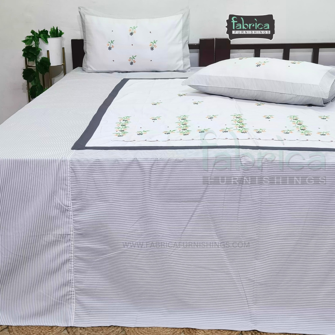 Fabby Decor Designer Mix & Match Embroidered king Size Bed Sheets