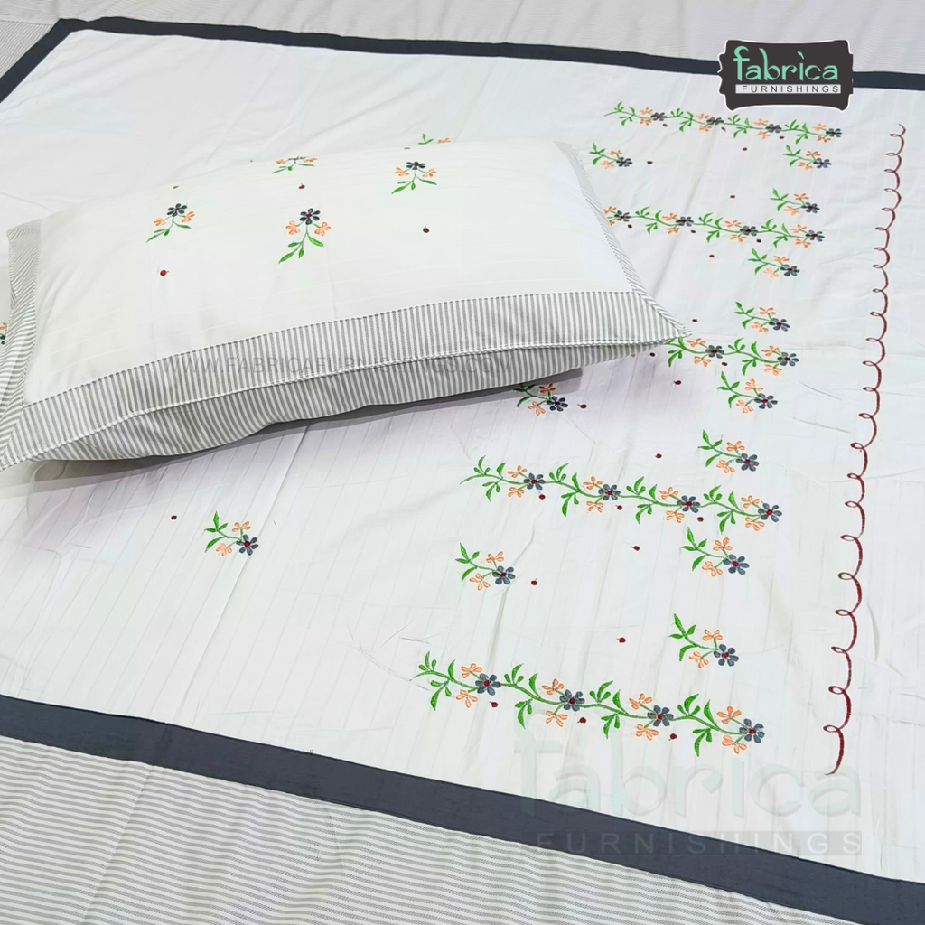 Fabby Decor Designer Mix & Match Embroidered king Size Bed Sheets