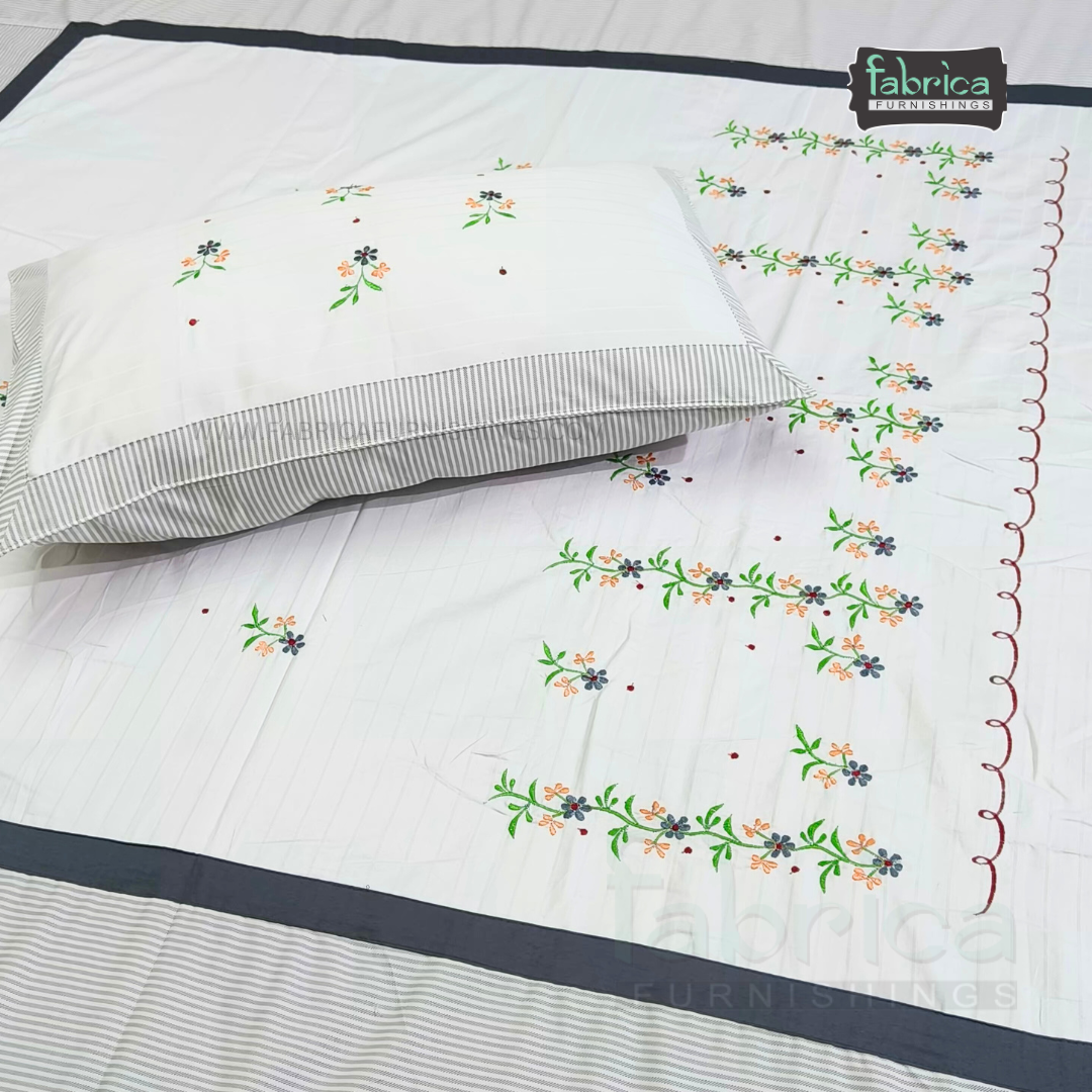 Fabby Decor Designer Mix & Match Embroidered king Size Bed Sheets