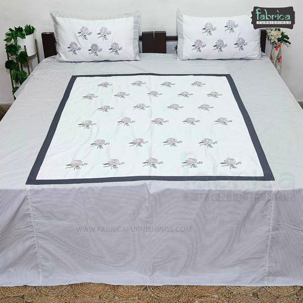 Fabby Decor Designer Mix & Match Embroidered king Size Bed Sheets