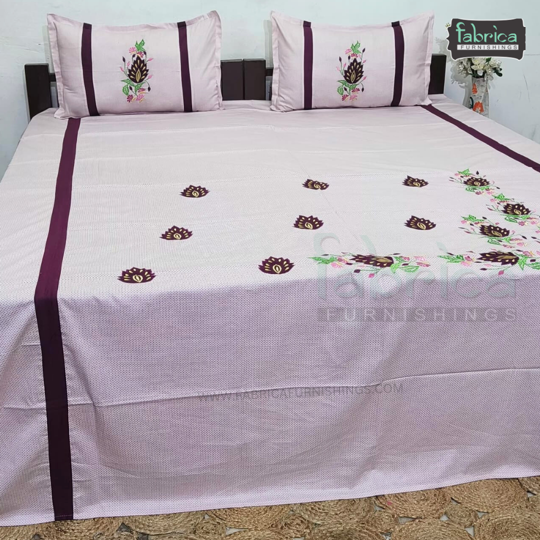 Fabby Decor Designer Mix & Match Patchwork Pure Cotton King Size Embroidered Bedsheet