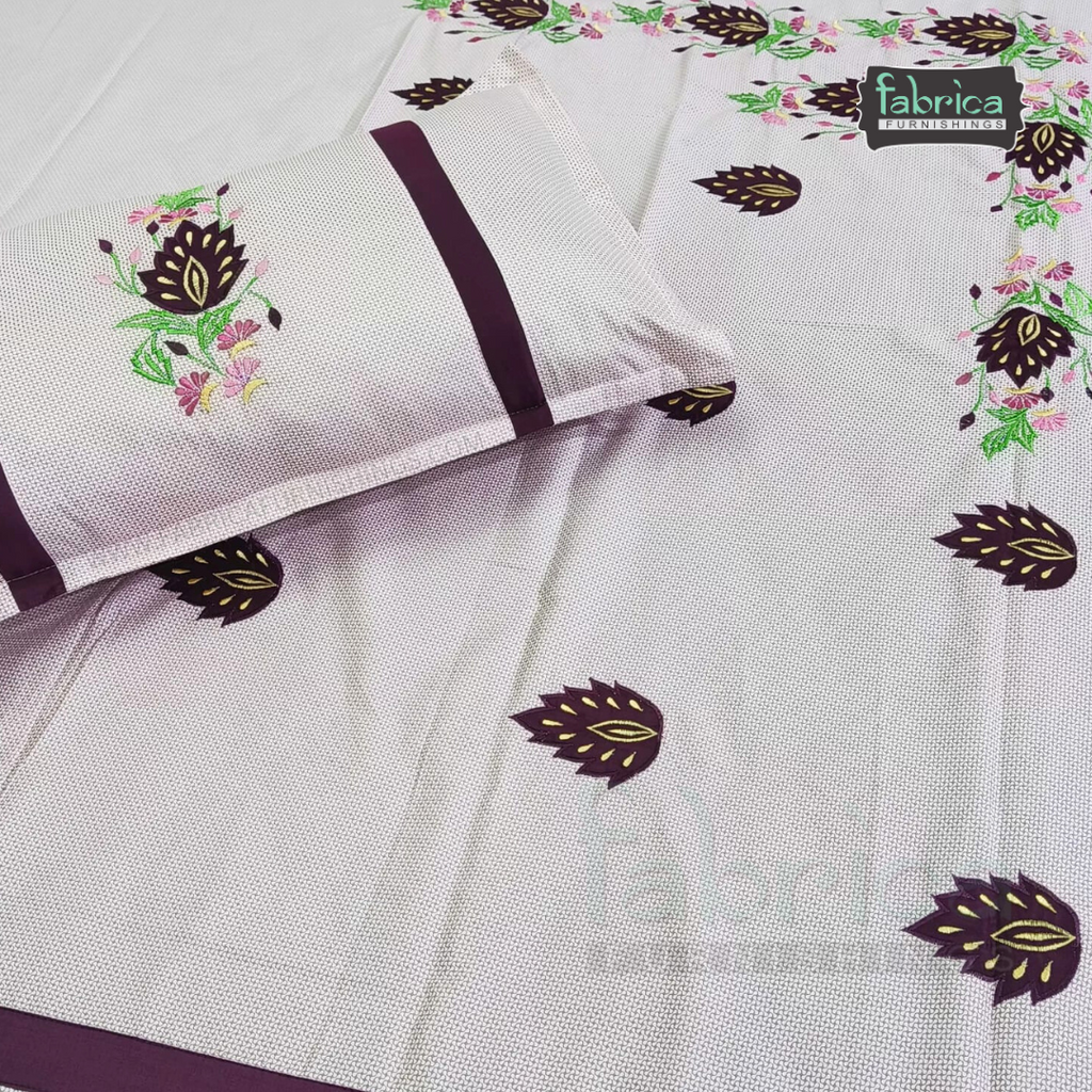 Fabby Decor Designer Mix & Match Patchwork Pure Cotton King Size Embroidered Bedsheet