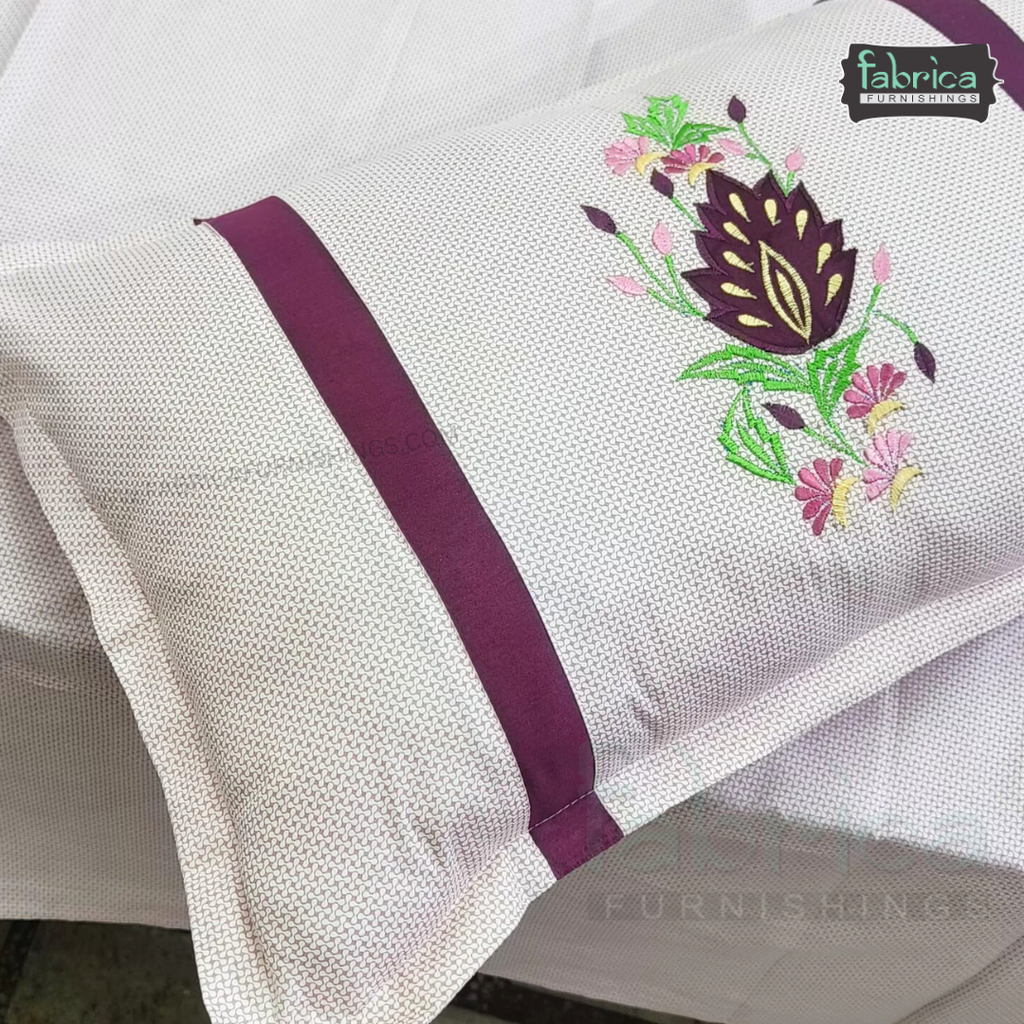 Fabby Decor Designer Mix & Match Patchwork Pure Cotton King Size Embroidered Bedsheet