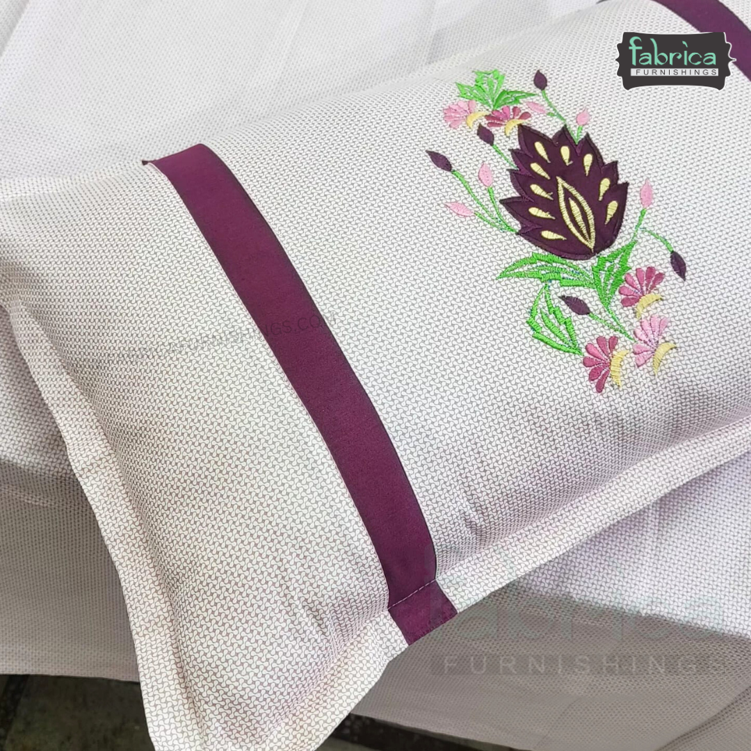 Fabby Decor Designer Mix & Match Patchwork Pure Cotton King Size Embroidered Bedsheet