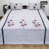 Fabby Decor Designer Pure Cotton King Size Embroidered Bedsheet