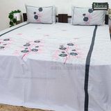 Fabby Decor Designer Pure Cotton King Size Embroidered Bedsheet