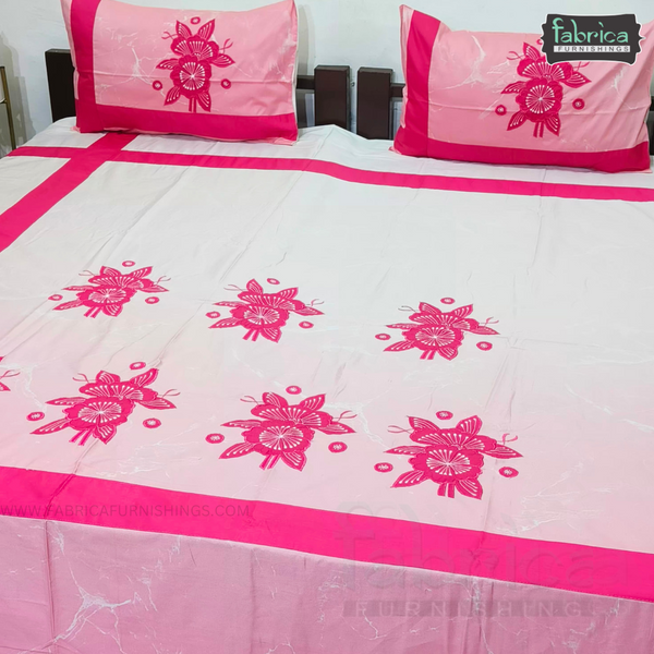 Fabby decor Designer Mix & Match pure Cotton King Size Patchwork Embroidered Bedsheet