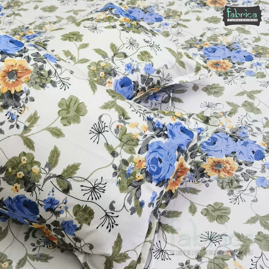 Petal Paradise Queen Size Pure Cotton Printed Bedsheet