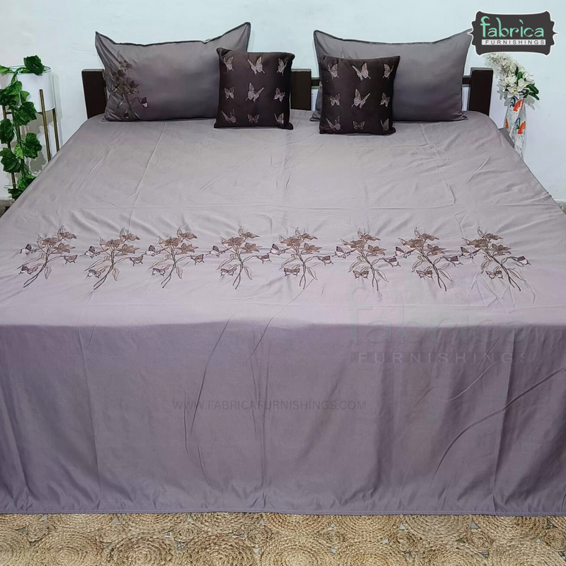 Crown Comfort Superfine Embroidered 5 piece King Size Bed Sheet