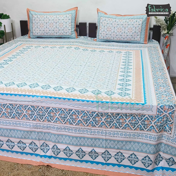 Gulmohar Printed Premium Pure Cotton King size Bed Sheets