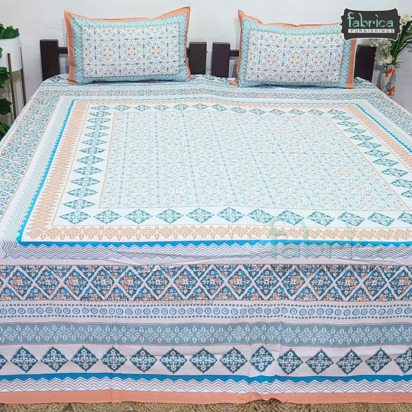 Gulmohar Printed Premium Pure Cotton King size Bed Sheets