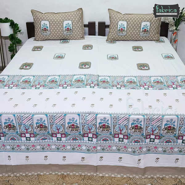 Gulmohar Printed Premium Pure Cotton King size Bed Sheets