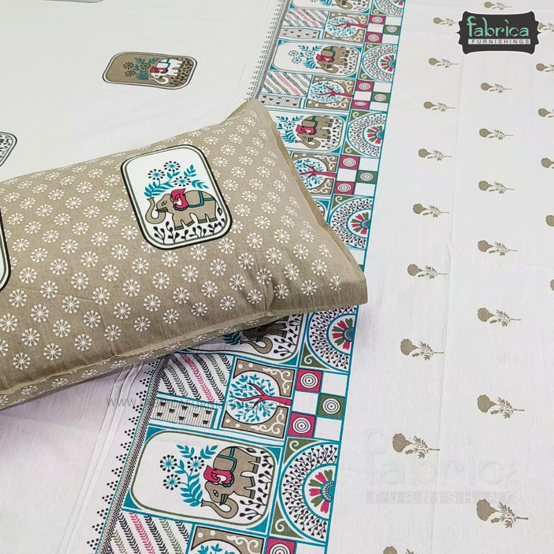 Gulmohar Printed Premium Pure Cotton King size Bed Sheets