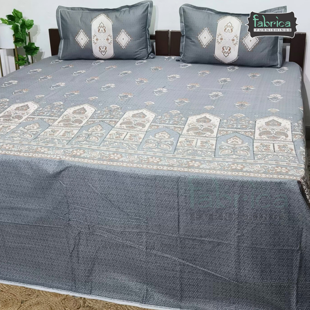 Ethnic Panel  Decor Designer Printed Cotton King Size Bed Sheets