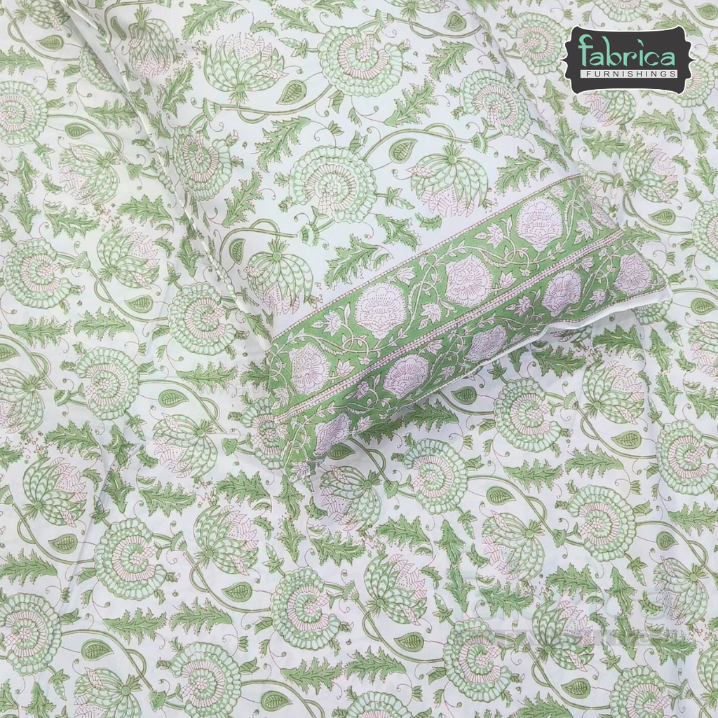 Percale Cotton Hand block Printed Super King-size Bedsheet