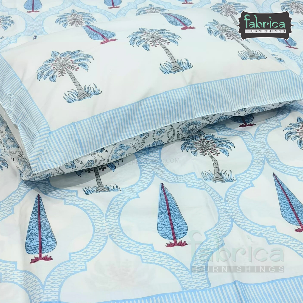 Percale Cotton Hand block Printed Super King-size Bedsheet