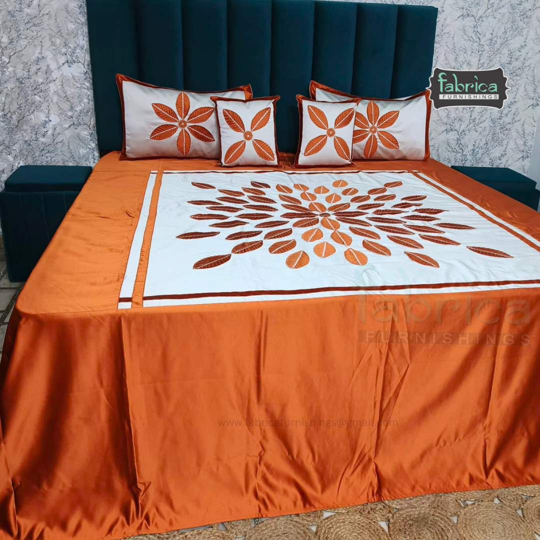 Jacquard Silk Applique Work King Size Embroidered 5 Pcs Set