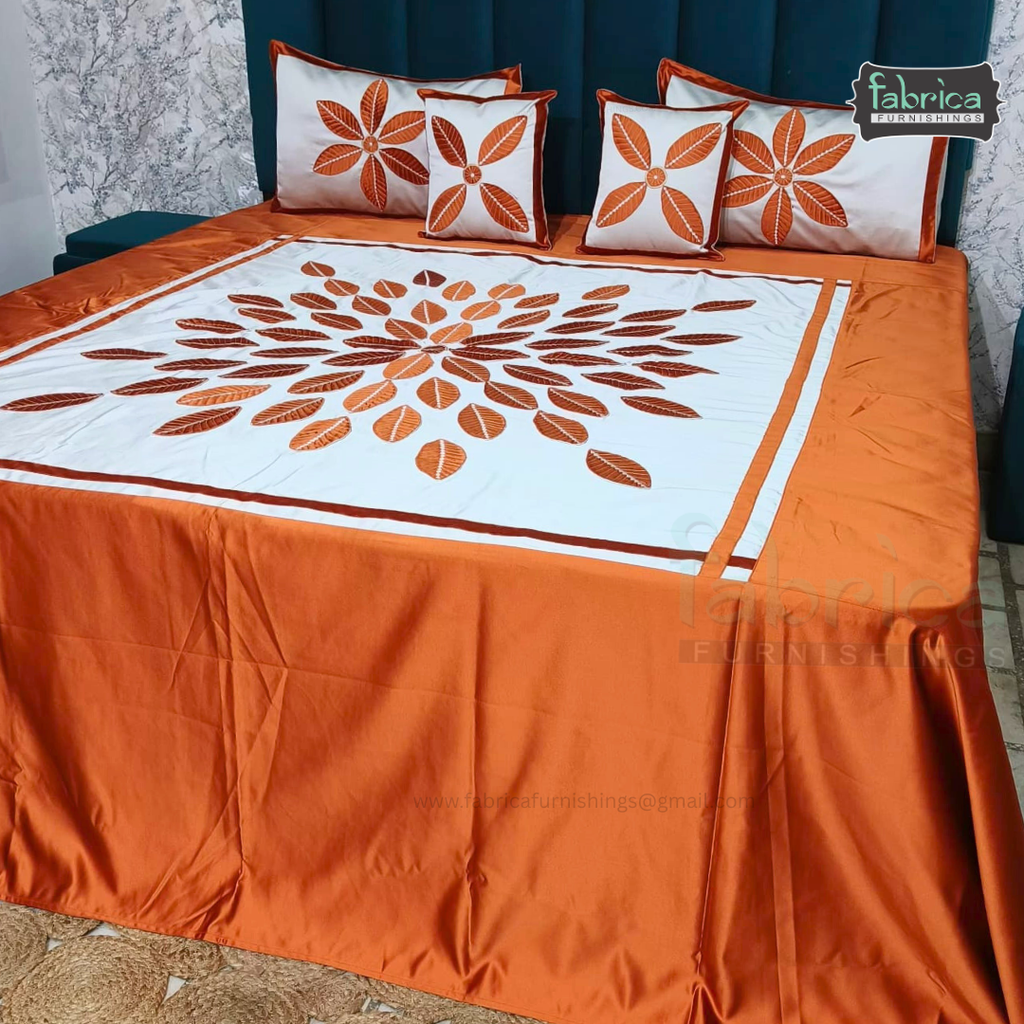 Jacquard Silk Applique Work King Size Embroidered 5 Pcs Set