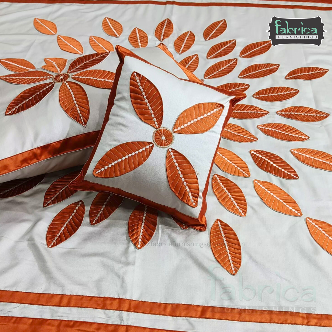 Jacquard Silk Applique Work King Size Embroidered 5 Pcs Set