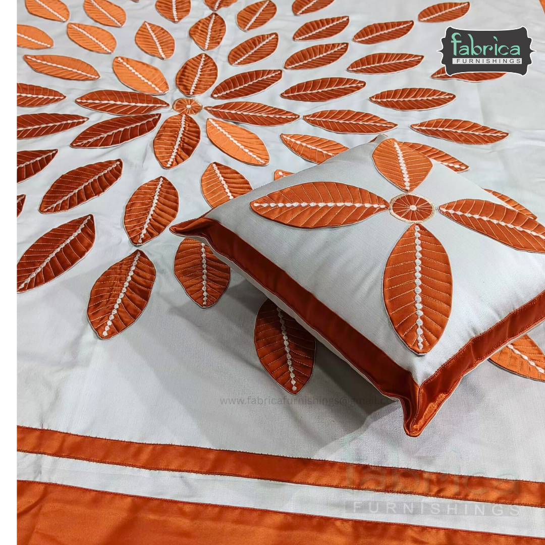 Jacquard Silk Applique Work King Size Embroidered 5 Pcs Set