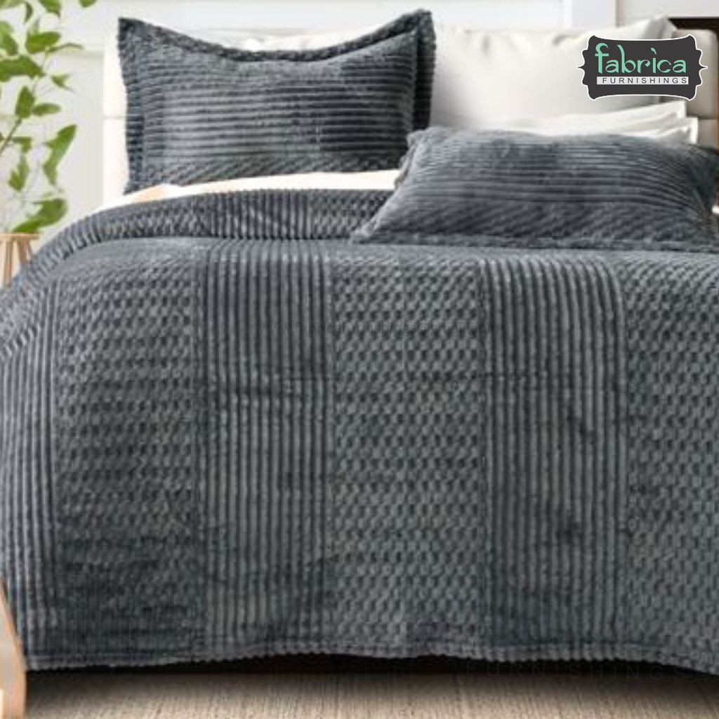 Premium Embossed Solid Color King Size Woolen Bedsheet