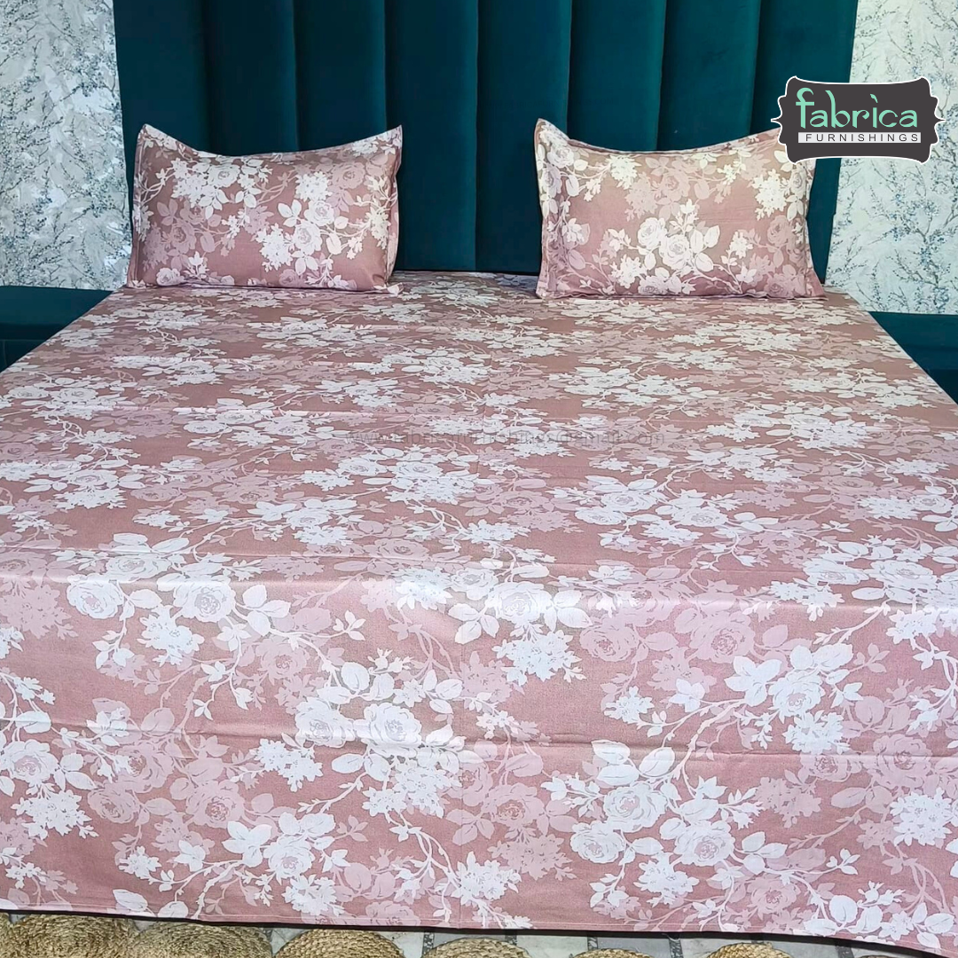 Petal Paradise Queen Size Pure Cotton Printed Bedsheet