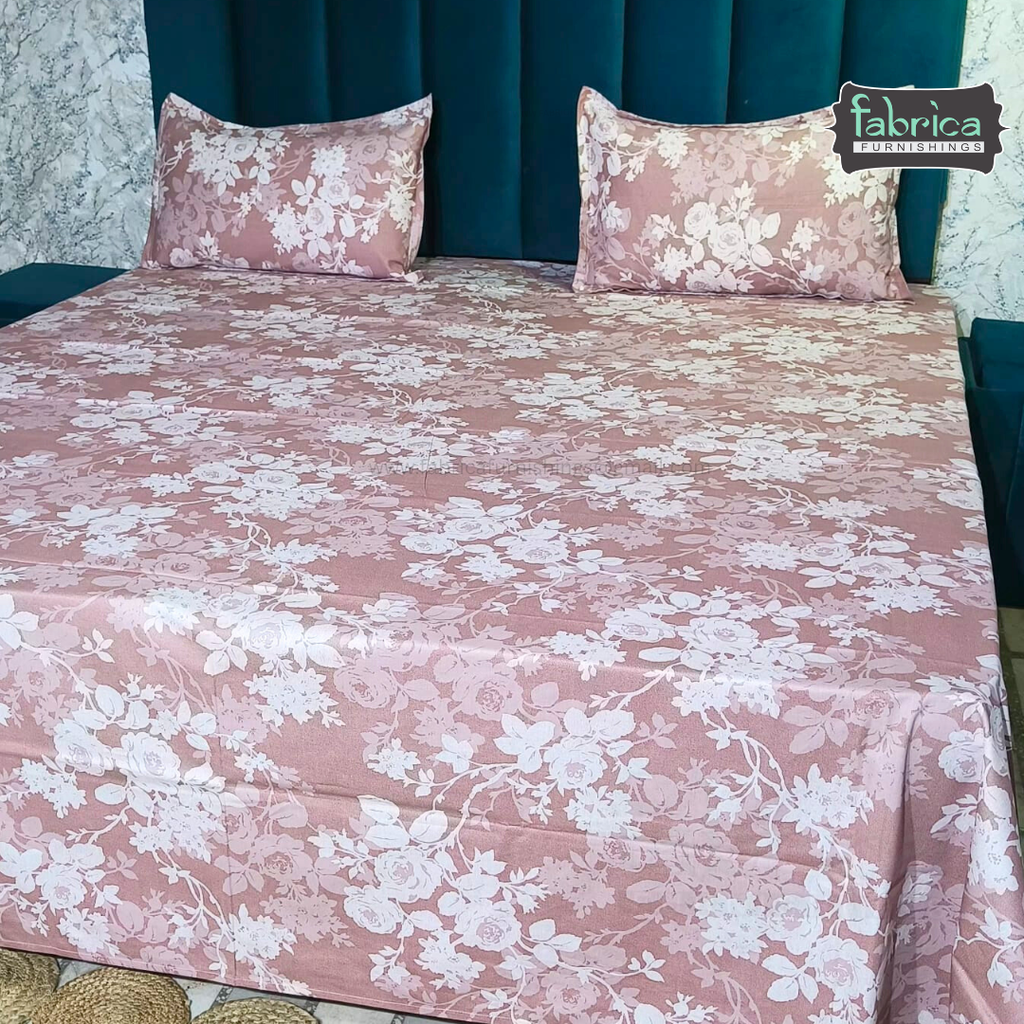 Petal Paradise Queen Size Pure Cotton Printed Bedsheet